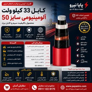 کابل 33 کیلو ولت آلومینیومی سایز 50 یزد - کیفیت برتر با پایا نیرو